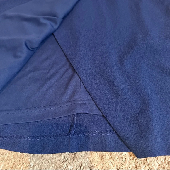 ADRIANNA PAPELL V-Neck Side Ruched Faux Wrap Navy Dress Size 4 Retail $160 - Picture 9 of 15